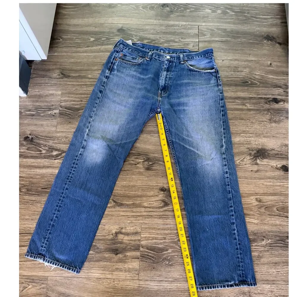 Levi Strauss & Co Men's Blue Denim Jeans W38 L32 Straight Leg Zip Fly 5 Pocket